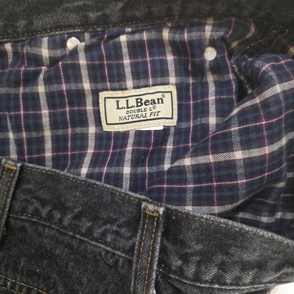 Vintage LL Bean Jeans Mens 35X31 Black‎ Denim Fleece Lined Straight Leg 90s - Picture 7 of 13